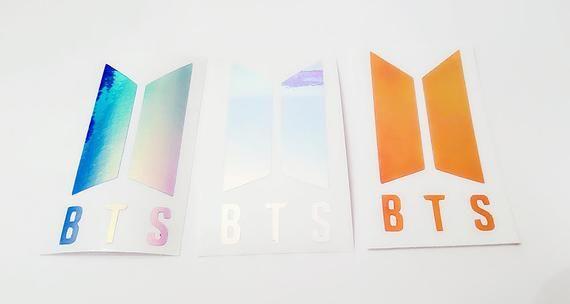 BTS Logo - K POP BTS Logo Holographic Decal Sticker